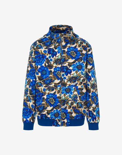 Bomberjacke Aus Stretch-bull Blue Flowers - Moschino - Modalova