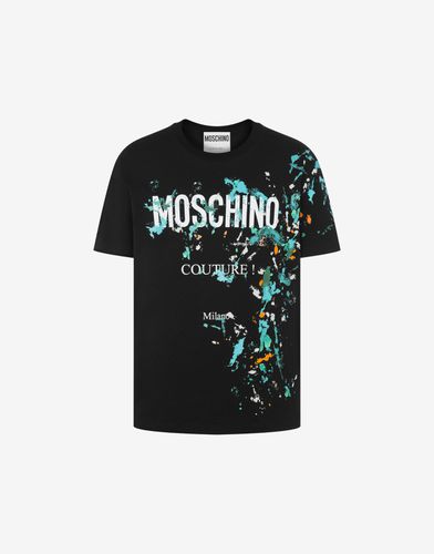 Painted Effect Organic Jersey T-shirt - Moschino - Modalova