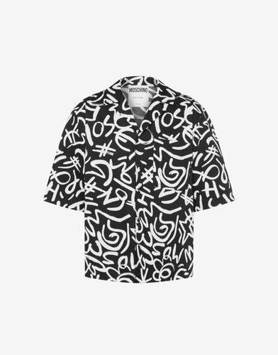 Scribble Print Poplin Shirt - Moschino - Modalova
