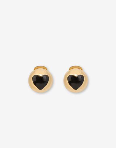 Gold Heart Buttons Clip-on Earrings - Moschino - Modalova