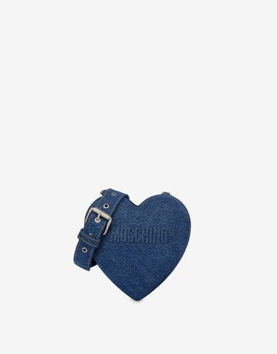 Denim Heartbeat Bag With Logo - Moschino - Modalova