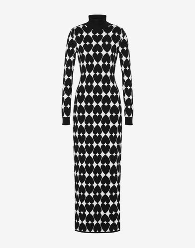 Optical Heart Knitted Dress - Moschino - Modalova