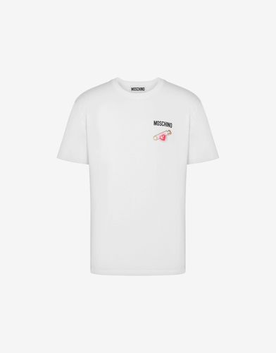 Organic Jersey T-shirt Heart Safety Pin - Moschino - Modalova
