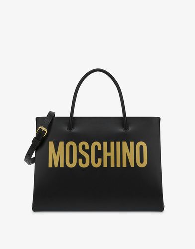 Small Calfskin Shopper With Logo - Moschino - Modalova
