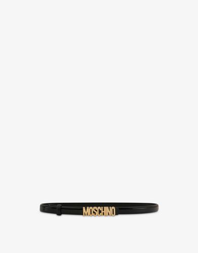 Calfskin Belt With Mini Logo - Moschino - Modalova