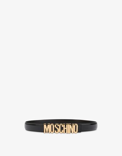 Leather Belt With Logo - Moschino - Modalova