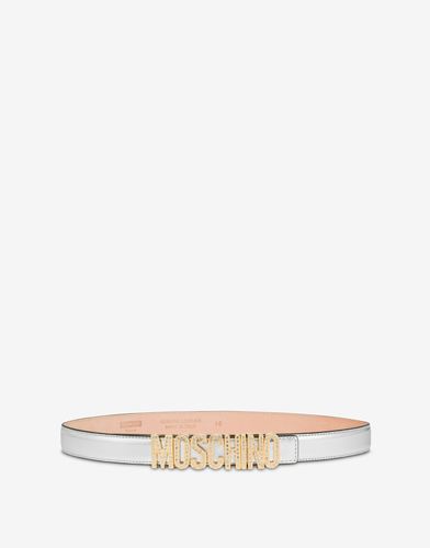 Lettering Logo Laminated Nappa Leather Belt - Moschino - Modalova