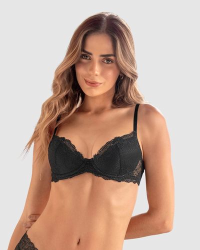 Sujetador media copa con detalles de encaje en escote y espalda - Leonisa - Modalova