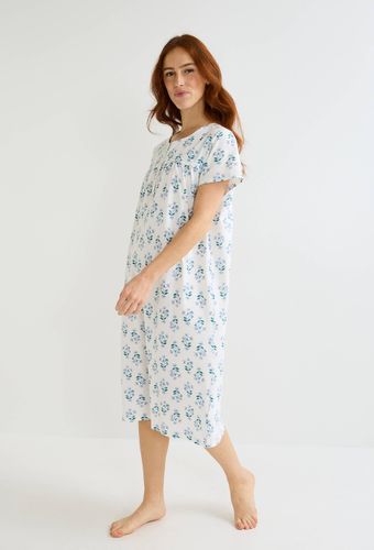 Chemise de nuit manches courtes imprimé floral en coton BIO - MONOPRIX - Modalova