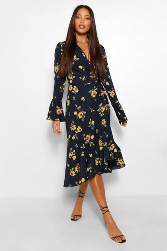 Womens Tall Floral Print Wrap Midi Dress - - 12 - boohoo - Modalova