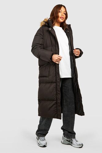 Womens Tall Faux Fur Hood Longline Padded Coat - - 10 - boohoo - Modalova