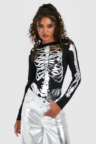 Womens Tall Halloween Metallic Skeleton Bodysuit - - 10 - boohoo - Modalova