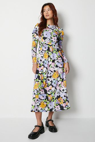 Womens Printed Seamed Puff Sleeve Midi Dress - - 10 - Warehouse - Modalova
