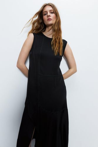 Womens Premium Satin Sleeveless Midi Dress With Frill - - 10 - Warehouse - Modalova