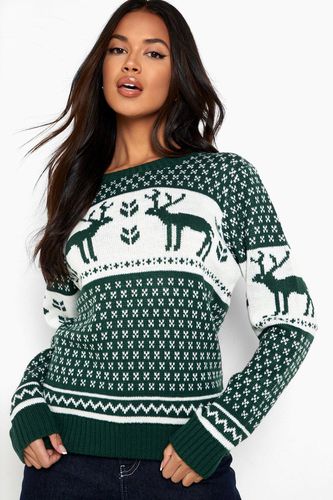 Womens Snowflake and Reindeer Knitted Christmas Jumper - - M - boohoo - Modalova