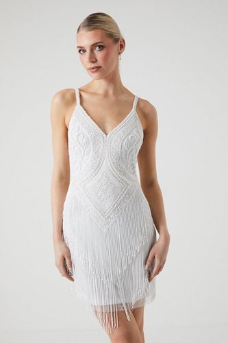 Womens Premium Fringe And Beadwork Strappy Bridal Mini Dress - - 10 - Coast - Modalova