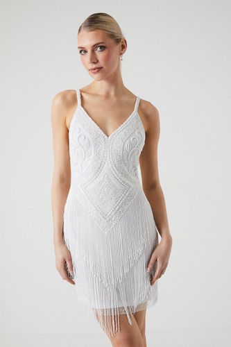 Womens Premium Fringe And Beadwork Strappy Bridal Mini Dress - - 14 - Coast - Modalova