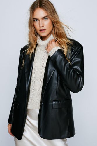 Womens Faux Leather Oversized Blazer - - 12 - Nasty Gal - Modalova