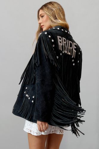Womens Real Suede Bridal Embellished Fringe Jacket - - 6 - Nasty Gal - Modalova