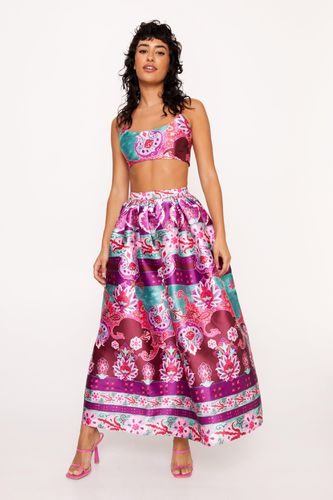 Womens Floral Print Satin Twill Structured Maxi Skirt - - 10 - Nasty Gal - Modalova