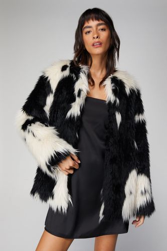 Womens Premium Patchwork Monochrome Fur Coat - 12 - Nasty Gal - Modalova
