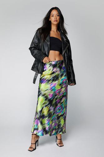 Womens Blurred Floral Satin Maxi Skirt - - 6 - Nasty Gal - Modalova