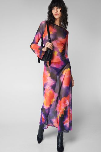 Womens Printed Mesh Maxi Dress - - 10 - Nasty Gal - Modalova