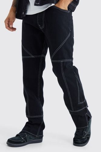 Straight Rigid Contrast Stitch Zip Hem Jeans - - 32R - boohooMAN - Modalova