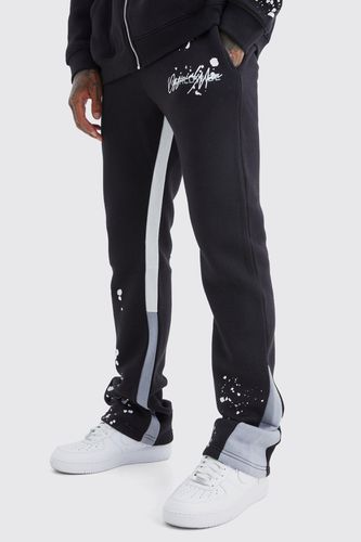 Slim Stacked Flare Jogger With Gusset Panel - - L - boohooMAN - Modalova