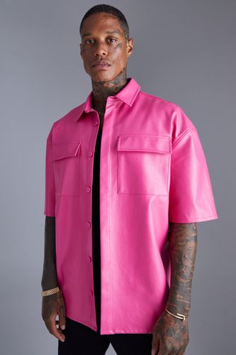 Pu Boxy Oversized Shirt - Pink - L - boohooMAN - Modalova