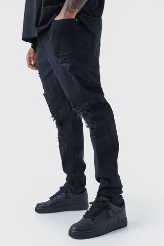 Plus Skinny Jeans With All Over Rips - - 40 - boohooMAN - Modalova