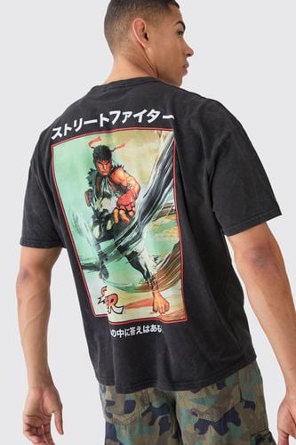Oversized Street Fighter Anime Wash License T-shirt - - L - boohooMAN - Modalova