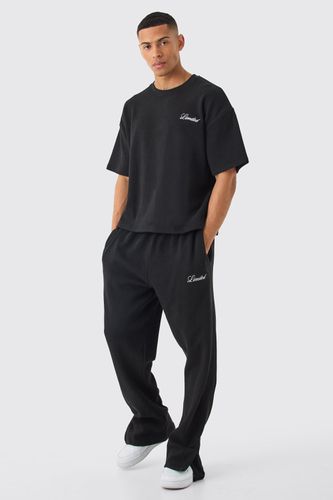 Oversized Boxy Embroided T-shirt And Trouser Set - - M - boohooMAN - Modalova