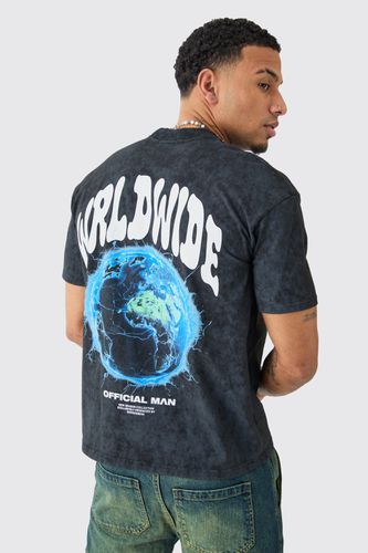 Oversized Extended Neck Worldwide Wash T-Shirt - - L - boohooMAN - Modalova