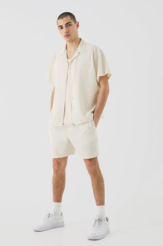 Short Sleeve Boxy Linen Shirt & Short - - L - boohooMAN - Modalova