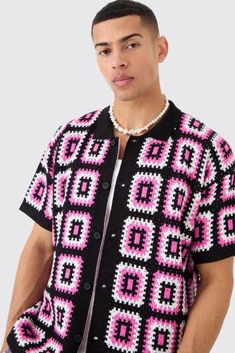 Oversized Boxy Crochet Knit Shirt In - XL - boohooMAN - Modalova