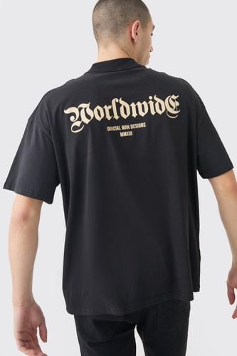 Oversized Extended Neck Worldwide Print T-shirt - - L - boohooMAN - Modalova