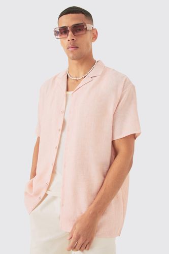 Oversized Linen Look Revere Shirt - - XL - boohooMAN - Modalova