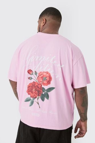 Plus Limited Edition Floral Backprint Graphic T-shirt In - 4XL - boohooMAN - Modalova