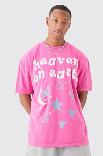 Oversized Heaven On Earth Puff Print T-shirt - - M - boohooMAN - Modalova