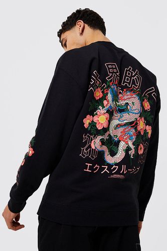 Oversized Dragon Floral Graphic Sweatshirt - - L - boohooMAN - Modalova