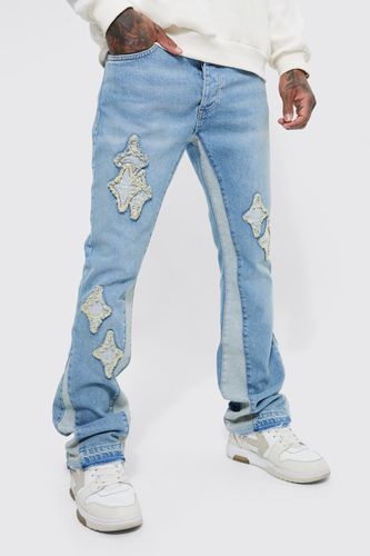 Slim Flare Applique Panel Jeans - - 30L - boohooMAN - Modalova