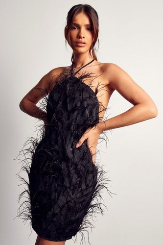 Womens Millie Premium Feather Detail Mini Dress - - 8 - MISSPAP - Modalova