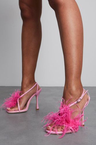 Womens Feather Detail Strappy Heels - - 4 - MISSPAP - Modalova
