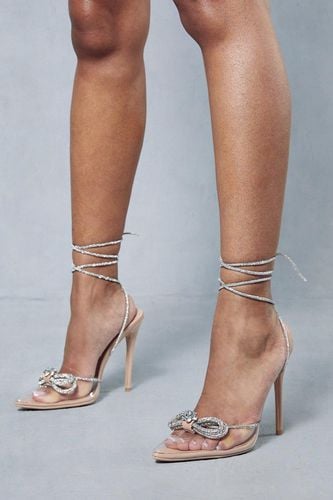 Womens Premium Diamante Bow Lace Up Heels - - 5 - MISSPAP - Modalova