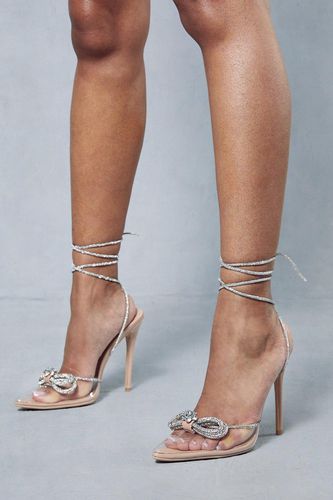 Womens Premium Diamante Bow Lace Up Heels - - 7 - MISSPAP - Modalova