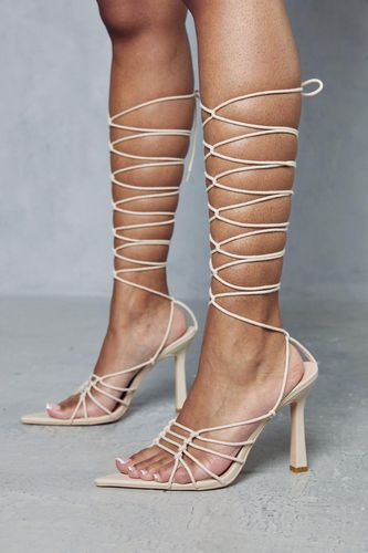 Womens Woven Strappy Lace Up Heels - - 4 - MISSPAP - Modalova