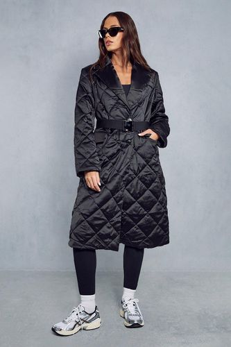 Womens Longline Quilted Puffer Coat - - 10 - MISSPAP - Modalova