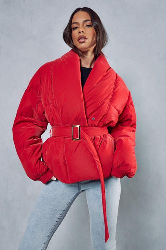 Womens Belted Soft Touch Puffer Jacket - - 8 - MISSPAP - Modalova