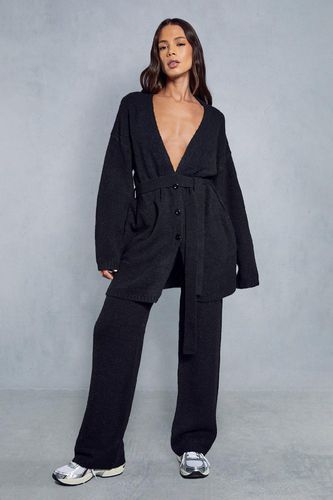 Womens Oversized Belted Knitted Cardigan Co-ord - - M/L - MISSPAP - Modalova
